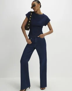 Blue Denim Look Waisted T-Shirt