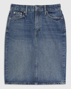 Blue Denim Midi Skirt
