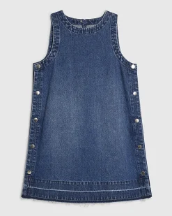 Blue Denim Popper Side Mini Swing Dress