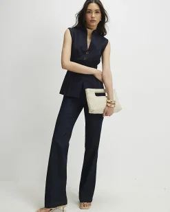 Blue Denim Sculpted Waistcoat