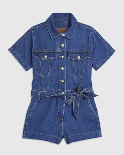 Blue Denim Short Sleeve Playsuit