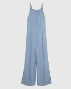 Blue Denim Wide Leg Jumpsuit