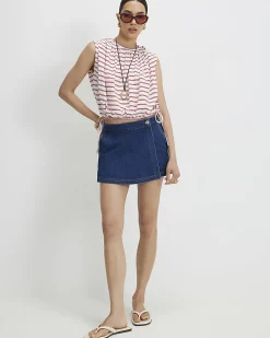 Blue Denim Wrap Skort