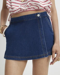 Blue Denim Wrap Skort