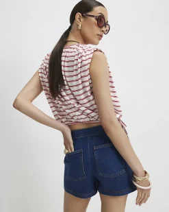Blue Denim Wrap Skort