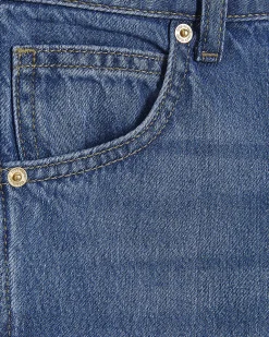 Blue Elastic Back Soft Barrel Leg Jeans