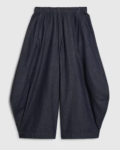 Blue Elasticated Horseshoe Barrel Leg Jeans