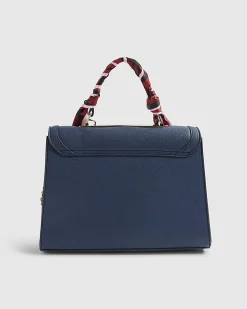 Blue Embossed Charm Tote Bag