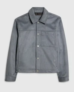 Blue Faux Suede Shacket