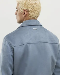Blue Faux Suede Shacket