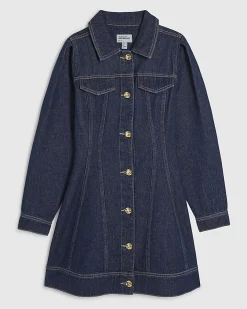 Blue Fitted Denim Dress