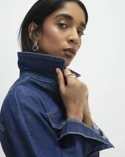 Blue Fitted Denim Dress