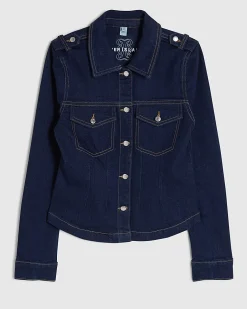 Blue Fitted Denim Jacket