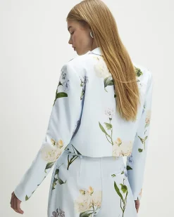 Blue Floral Cropped Blazer