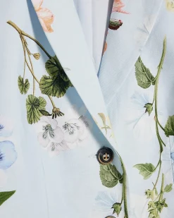 Blue Floral Cropped Blazer