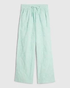 Blue Floral 3D Embroidered Textured Trousers