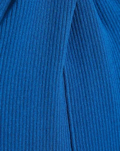 Blue Halter Neck Brooch Knitted Midi Dress