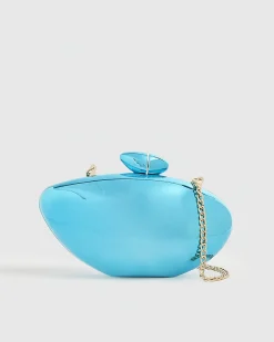 Blue Hard Shell Clutch Bag