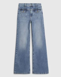 Blue High Waisted Relaxed Flare Jeans