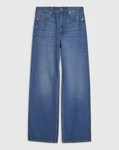 Blue High Waisted Relaxed Straight Leg Jeans