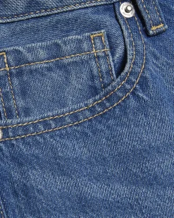 Blue High Waisted Relaxed Straight Leg Jeans