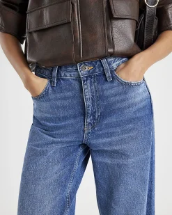 Blue High Waisted Relaxed Straight Leg Jeans