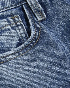 Blue High Waisted Relaxed Straight Leg Jeans