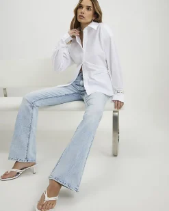 Blue High Waisted Sculpt Flared Jeans