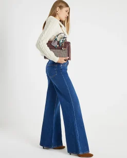 Blue High Waisted Soft Wide Leg Jeans