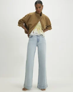 Blue High Waisted Stretch Wide Leg Jeans