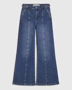 Blue High Waisted Wide Leg Snaffle Jeans