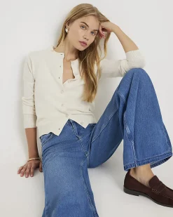 Blue High Waisted Wide Leg Jeans