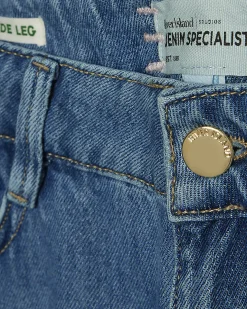 Blue High Waisted Wide Leg Jeans