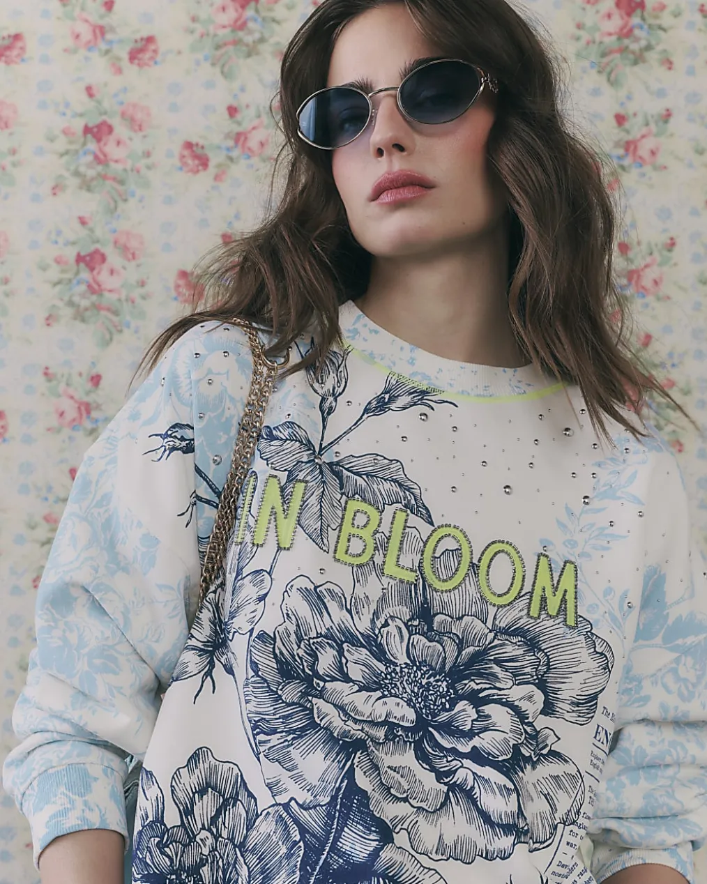Blue In Bloom Cotton Rich Sweatshirt