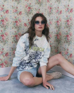 Blue In Bloom Cotton Rich Sweatshirt