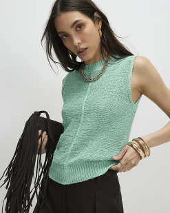 Blue Knitted Sleeveless Tank Top
