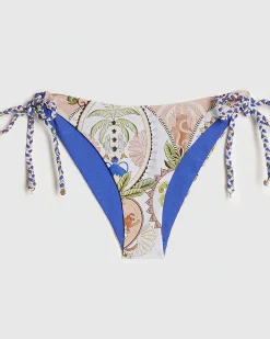 Blue Leaf Reversible Tie Side Bikini Bottoms
