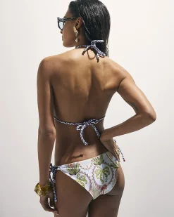 Blue Leaf Reversible Triangle Bikini Top