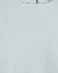Blue Linen Blend Scallop Trim Tank Top