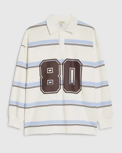 Blue Long Sleeve Stripe Number Sweatshirt