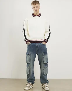 Blue Loose Fit Cargo Jeans