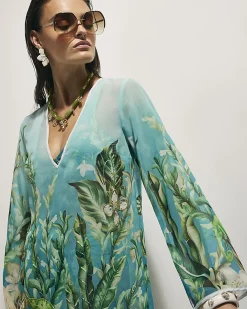 Blue Lotus Print Beach Tunic