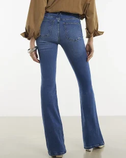 Blue Mid Rise Flared Jeans