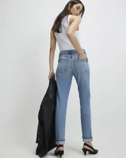 Blue Mid Rise Mom Sculpt Jeans