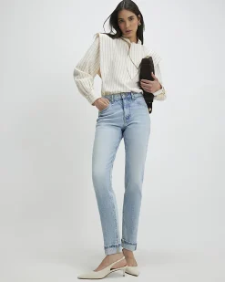 Blue Mid Rise Mom Sculpt Jeans