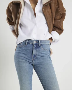Blue Mid Rise Sculpt Stretch Skinny Jeans