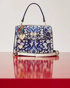 Blue Mini Floral Tote Cross Body Bag