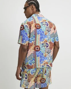 Blue Mosaic Print Shirt