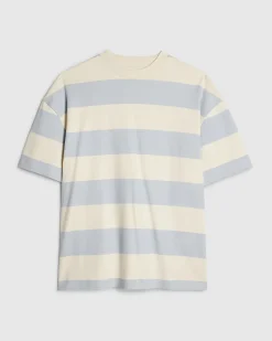 Blue Oversized Cotton Stripe T-Shirt