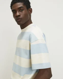 Blue Oversized Cotton Stripe T-Shirt